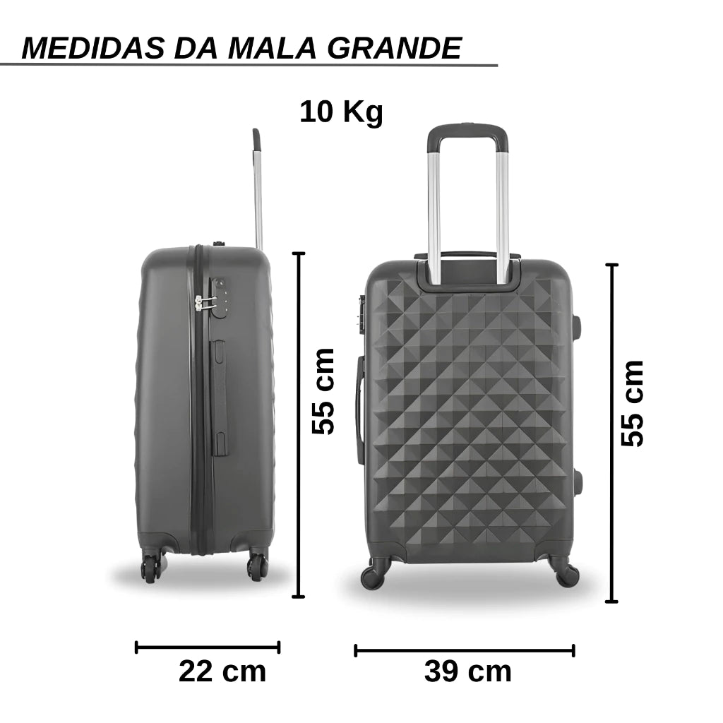 Kit de Malas de Viagem 3 Peças (Regulamentadas ANAC)
