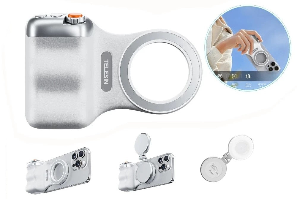 Suporte Magnético para Câmera de Telefone - Panorâmica 360° com Visão Noturna