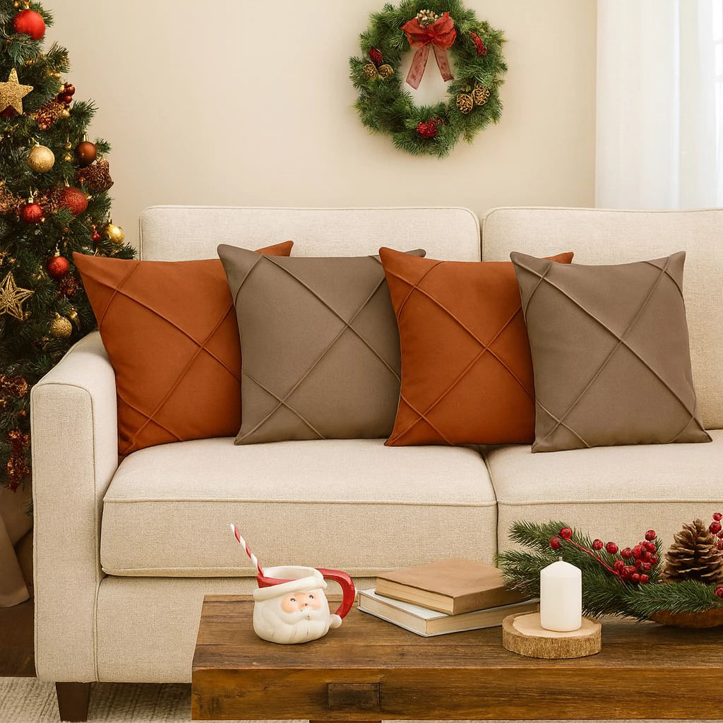 Kit 04 Almofadas Cheias em Suede Drapeada 45×45 cm