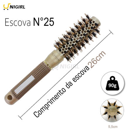 Escova Térmica Nano-Tecnology com Cerdas de Javali