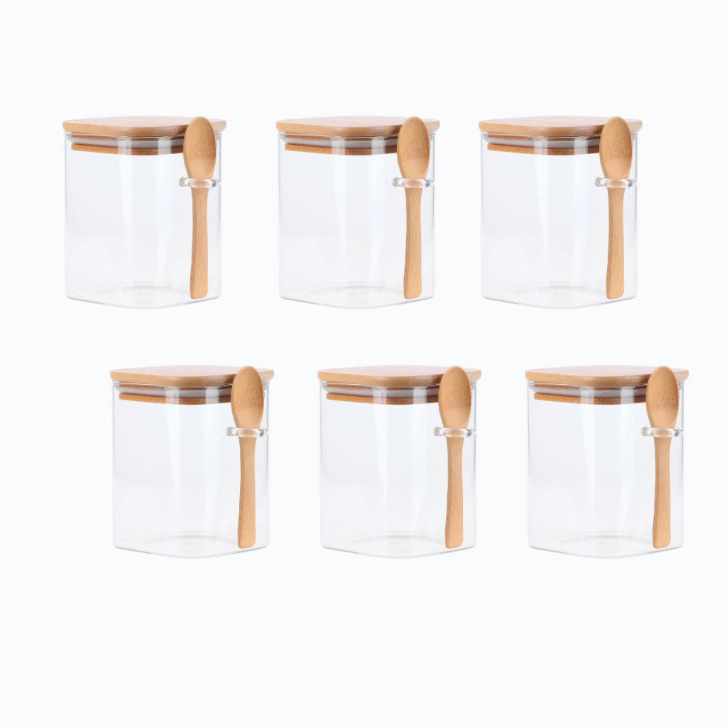 Kit Porta-Tempero Hermético com Tampa de Bambu 250ML