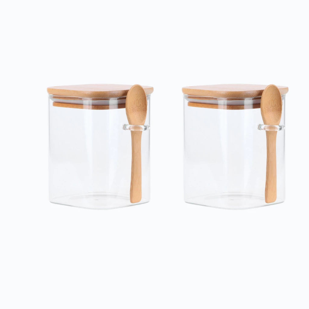 Kit Porta-Tempero Hermético com Tampa de Bambu 250ML