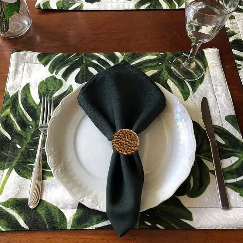 Conjunto de Anéis para Guardanapo Rattan – 6 Peças Elegantes e Funcionais