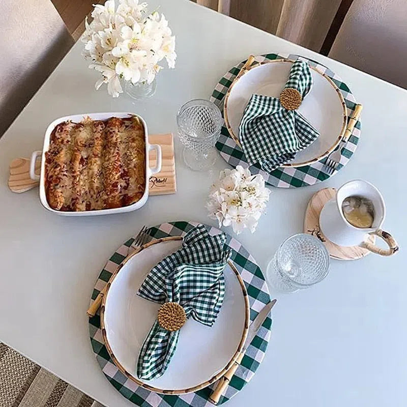 Conjunto de Anéis para Guardanapo Rattan – 6 Peças Elegantes e Funcionais
