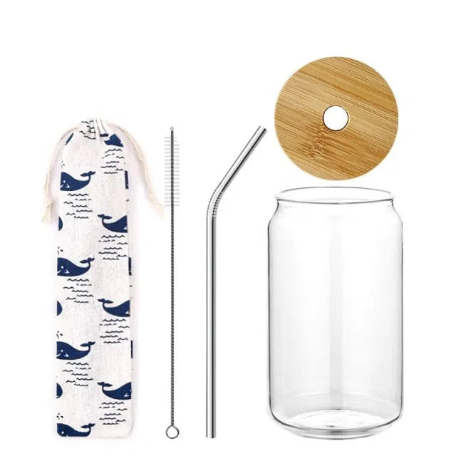 Copo Minimalista com Tampa de Bambu – 320ml/480ml de Elegância e Funcionalidade