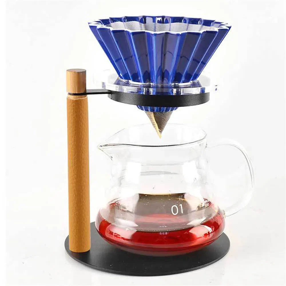 Drip Station para Filtro de Café – Combinação Elegante de Madeira e Metal
