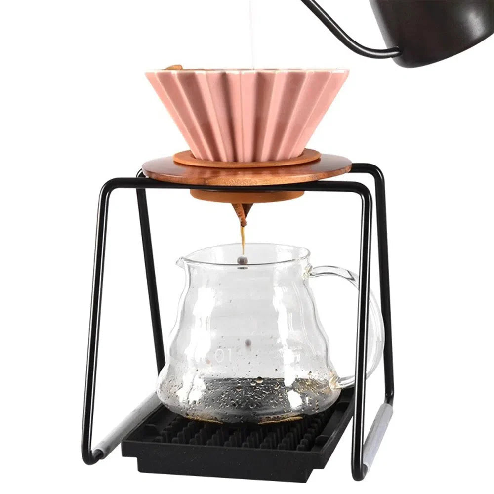 Drip Station para Filtro de Café – Combinação Elegante de Madeira e Metal