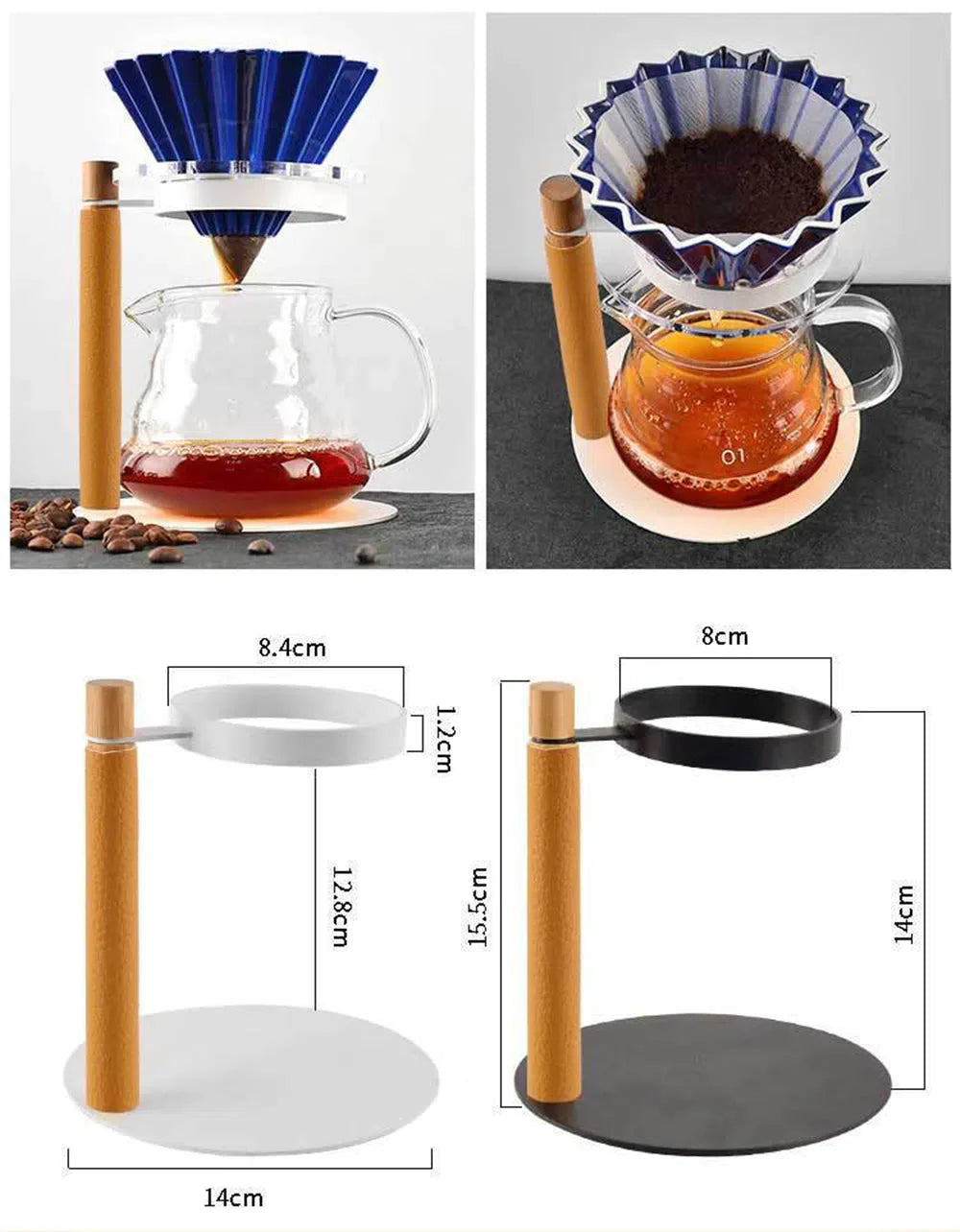 Drip Station para Filtro de Café – Combinação Elegante de Madeira e Metal