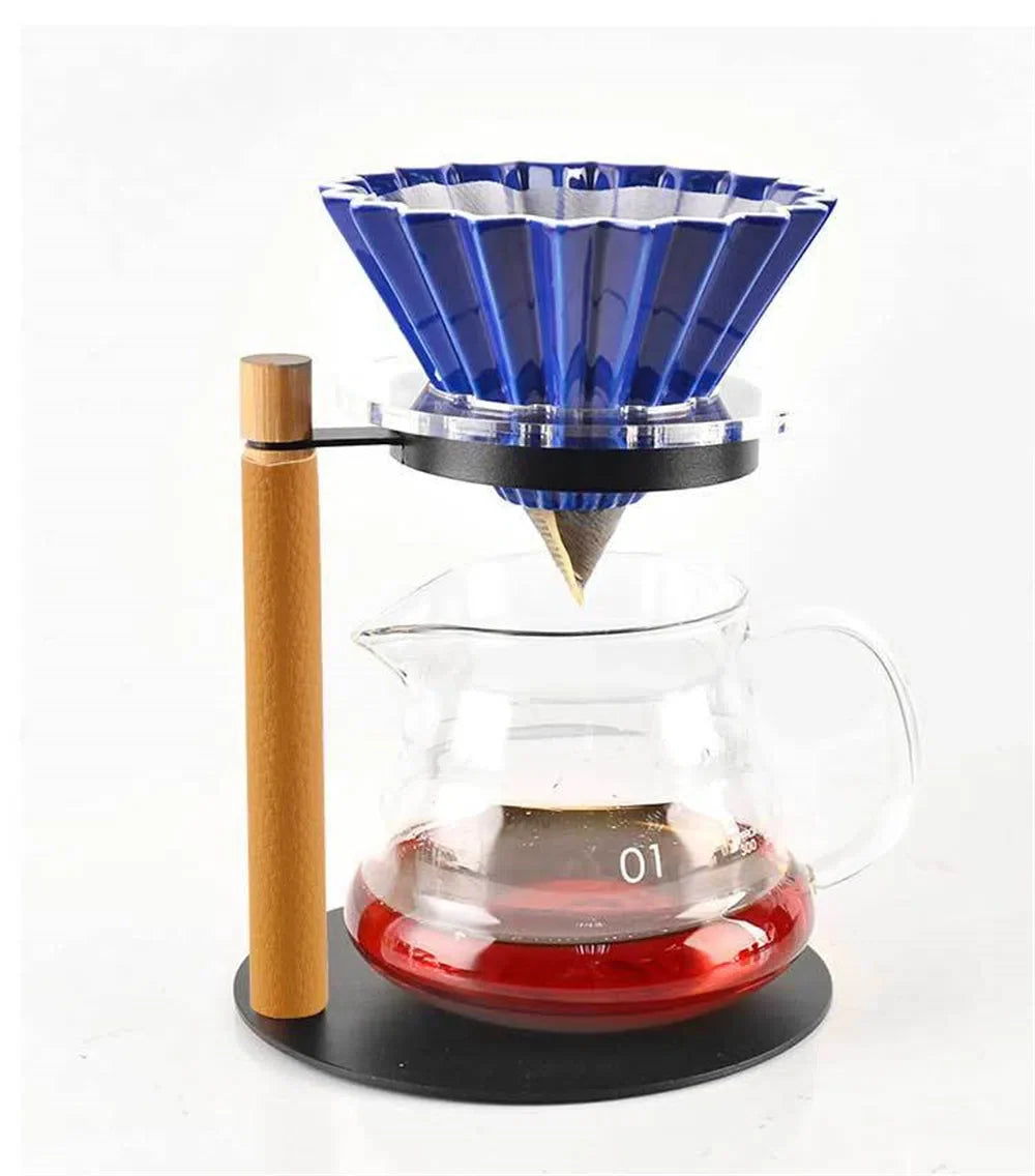 Drip Station para Filtro de Café – Combinação Elegante de Madeira e Metal