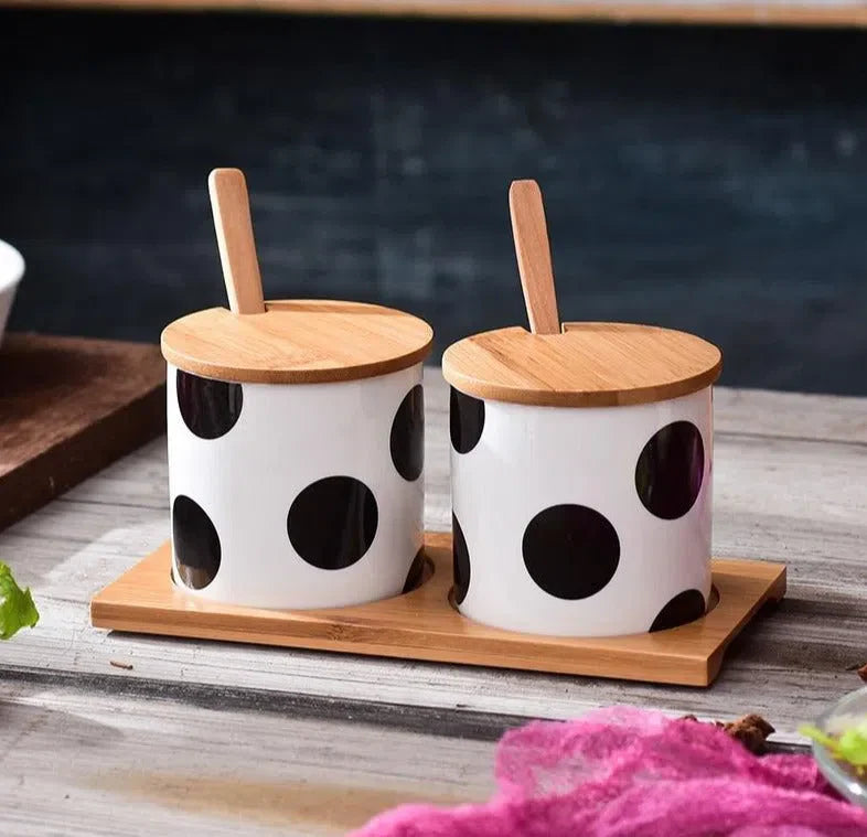 Porta Tempero Nórdico de Cerâmica e Bambu – Estilo e Funcionalidade para Sua Cozinha