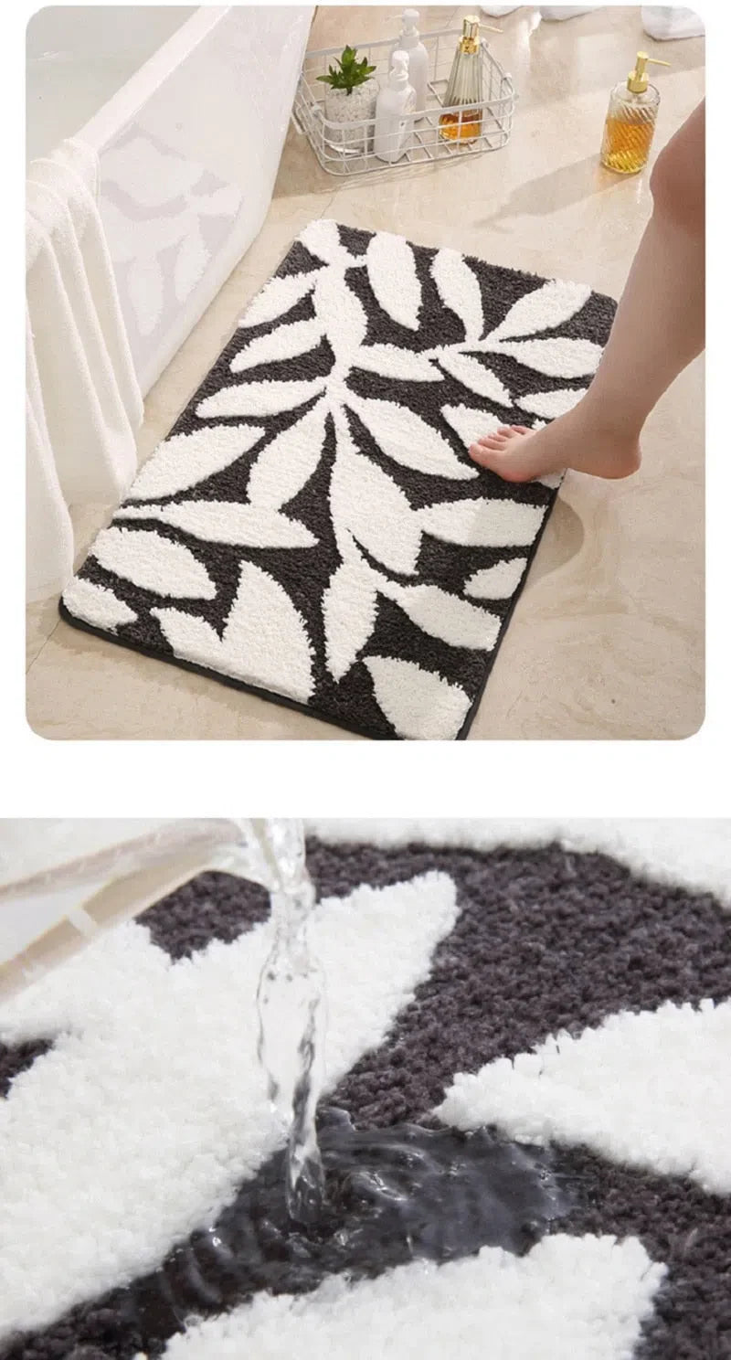 Tapete de Folhas com Base Antiderrapante – Estilo e Segurança para Seu Ambiente