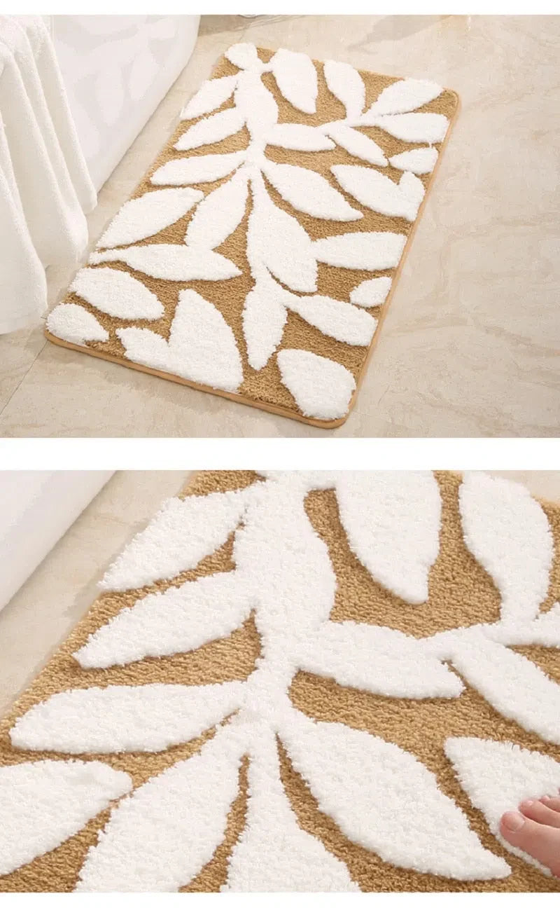 Tapete de Folhas com Base Antiderrapante – Estilo e Segurança para Seu Ambiente