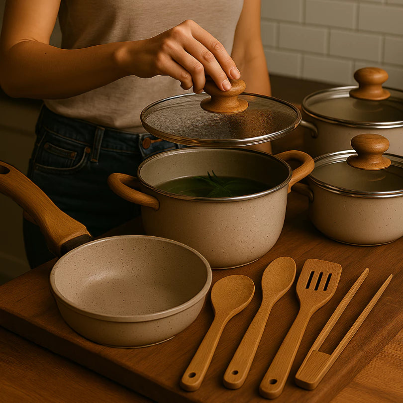 O Jogo de Panelas Premium de 8 peças da linha Ceramic Life Select (Brinox)