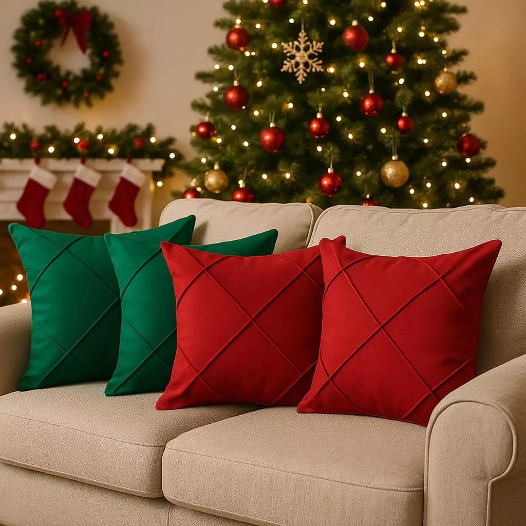 Kit 04 Almofadas Cheias em Suede Drapeada 45×45 cm