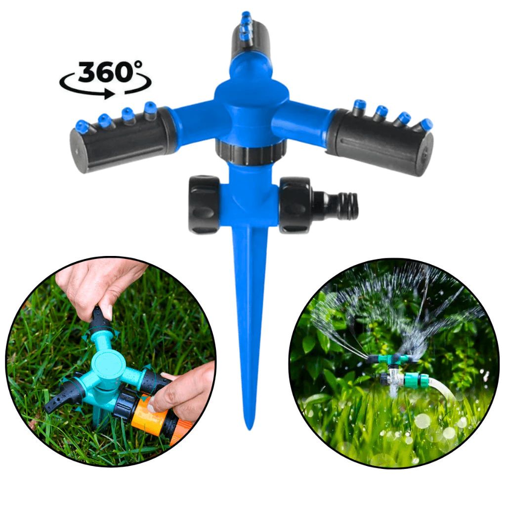 Irrigador Giratório 360 – Aspersor Automático para Jardim e Grama