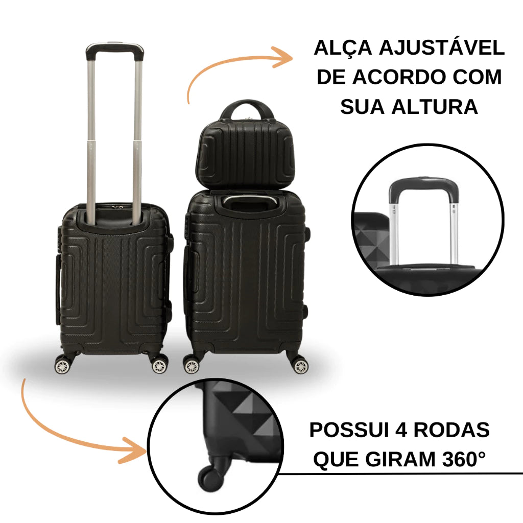 Kit de Malas de Viagem 3 Peças (Regulamentadas ANAC)