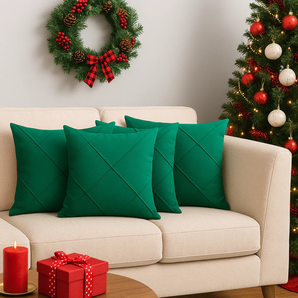 Kit 04 Almofadas Cheias em  Suede Drapeada  45×45 cm