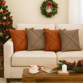 Kit 04 Almofadas Cheias em  Suede Drapeada  45×45 cm