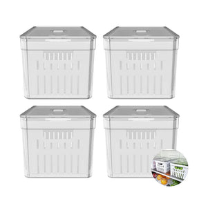 Kit “Organizador de Geladeira Acrílico com Tampa e Drenagem 2,2 L”