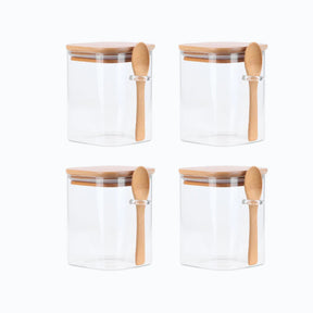 Kit Porta-Tempero Hermético com Tampa de Bambu 250ML