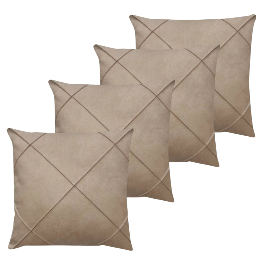 Kit 04 Almofadas Cheias em  Suede Drapeada  45×45 cm