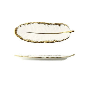 Bandeja Europeia de Folha em Cerâmica – Elegância e Sofisticação para Sua Mesa