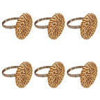 Conjunto de Anéis para Guardanapo Rattan – 6 Peças Elegantes e Funcionais