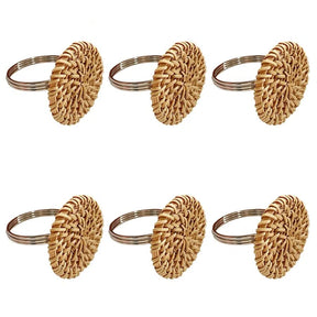 Conjunto de Anéis para Guardanapo Rattan – 6 Peças Elegantes e Funcionais