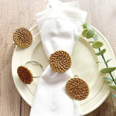 Conjunto de Anéis para Guardanapo Rattan – 6 Peças Elegantes e Funcionais