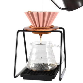 Drip Station para Filtro de Café – Combinação Elegante de Madeira e Metal