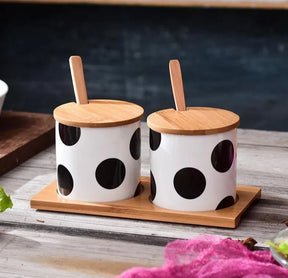Porta Tempero Nórdico de Cerâmica e Bambu – Estilo e Funcionalidade para Sua Cozinha