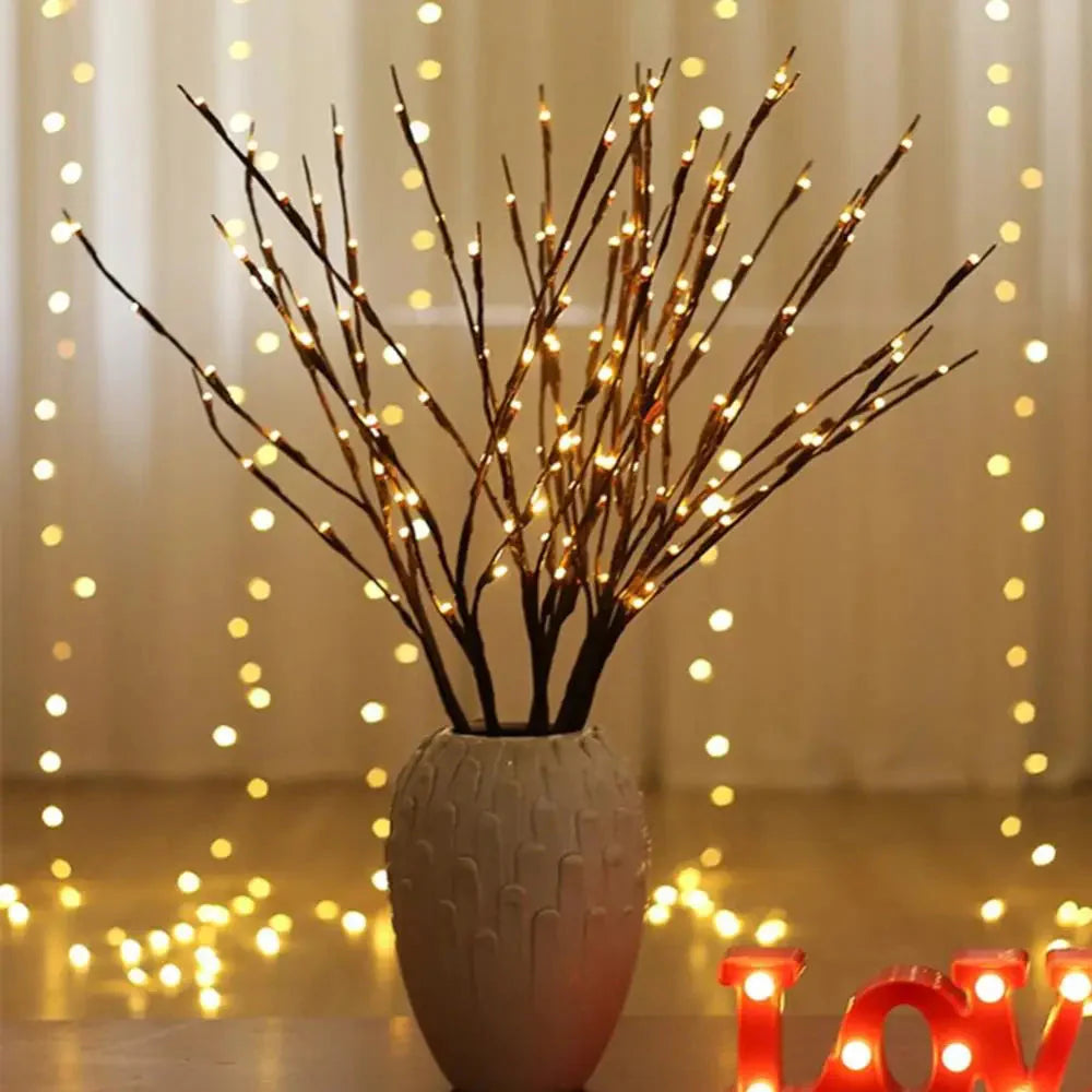 Ramos de Salgueiro com LED – Iluminação Natural e Sofisticada