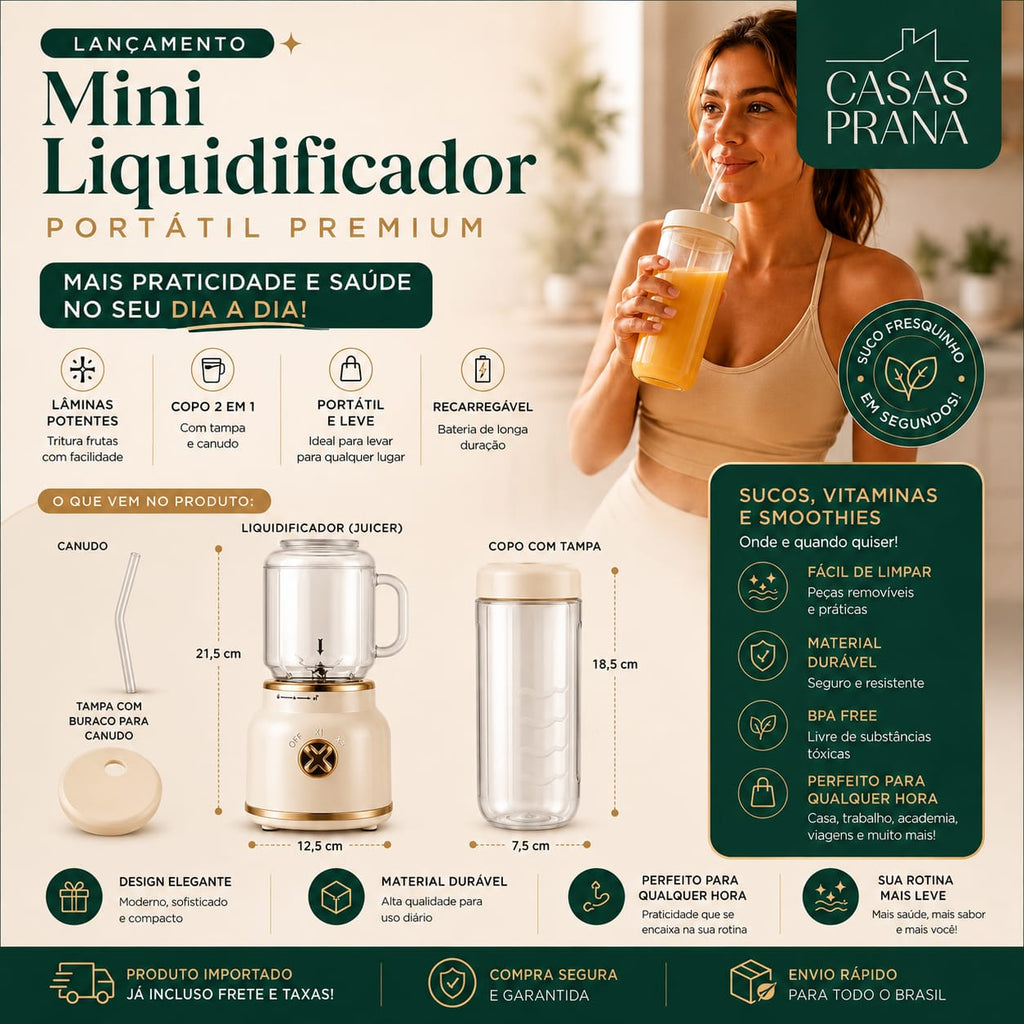 BlenderMix - Mini Liquidificador Portátil Com 10 Lâminas