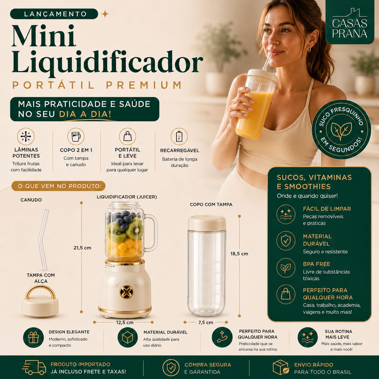 BlenderMix - Mini Liquidificador Portátil Com 10 Lâminas