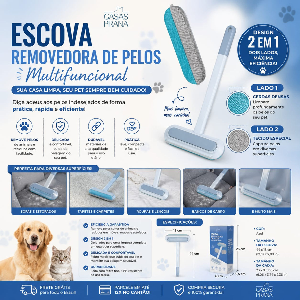 Escova Removedora de Pelos Multifuncional