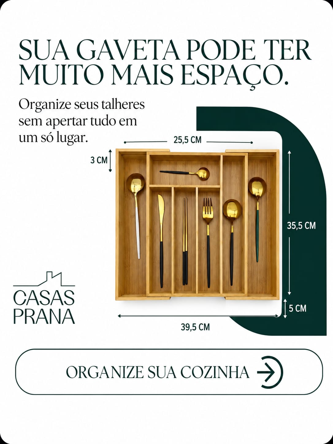 Porta-Talheres de Bambu Extensível