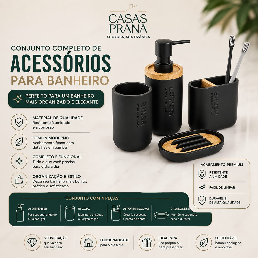 Conjunto Completo de Acessórios para Banheiro - Perfect Bathroom