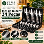 Jogo Talheres 24 Peças Faqueiro Inox Premium