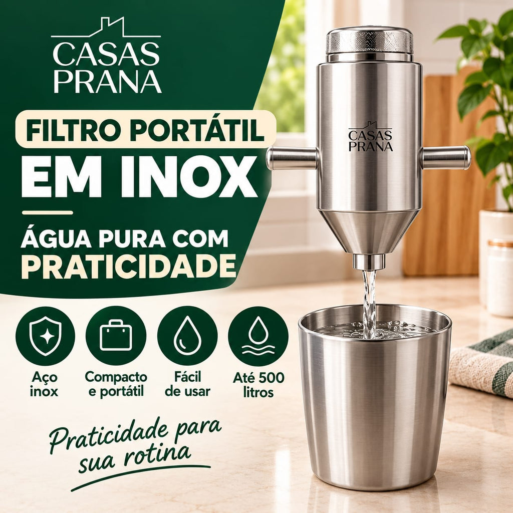 Filtro Portátil em Inox – Praticidade e Eficiência em 1 Peça