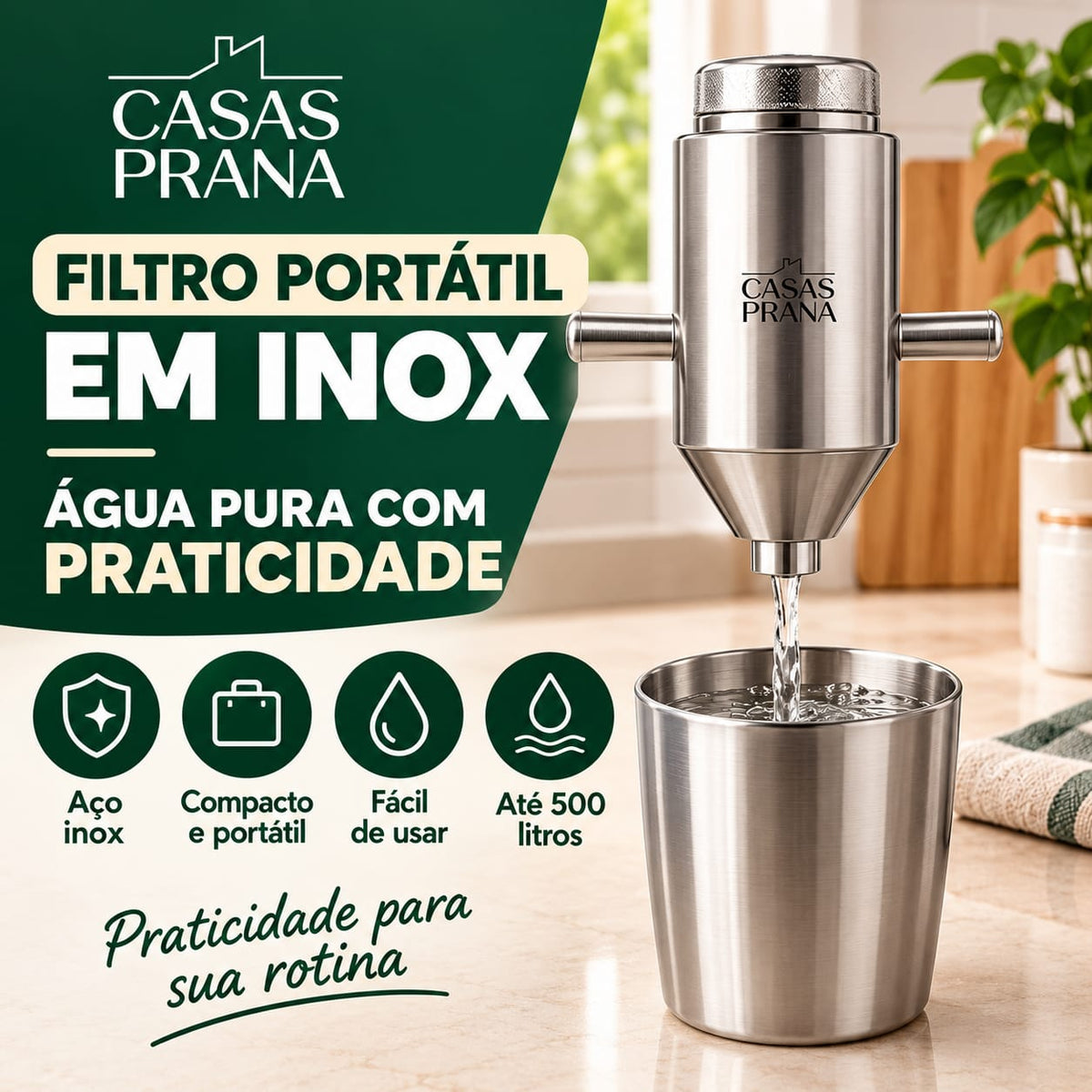 Filtro Portátil em Inox – Praticidade e Eficiência em 1 Peça