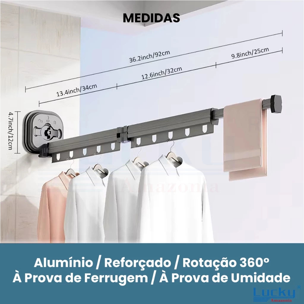 Cabideiro Retrátil 92cm - 360°