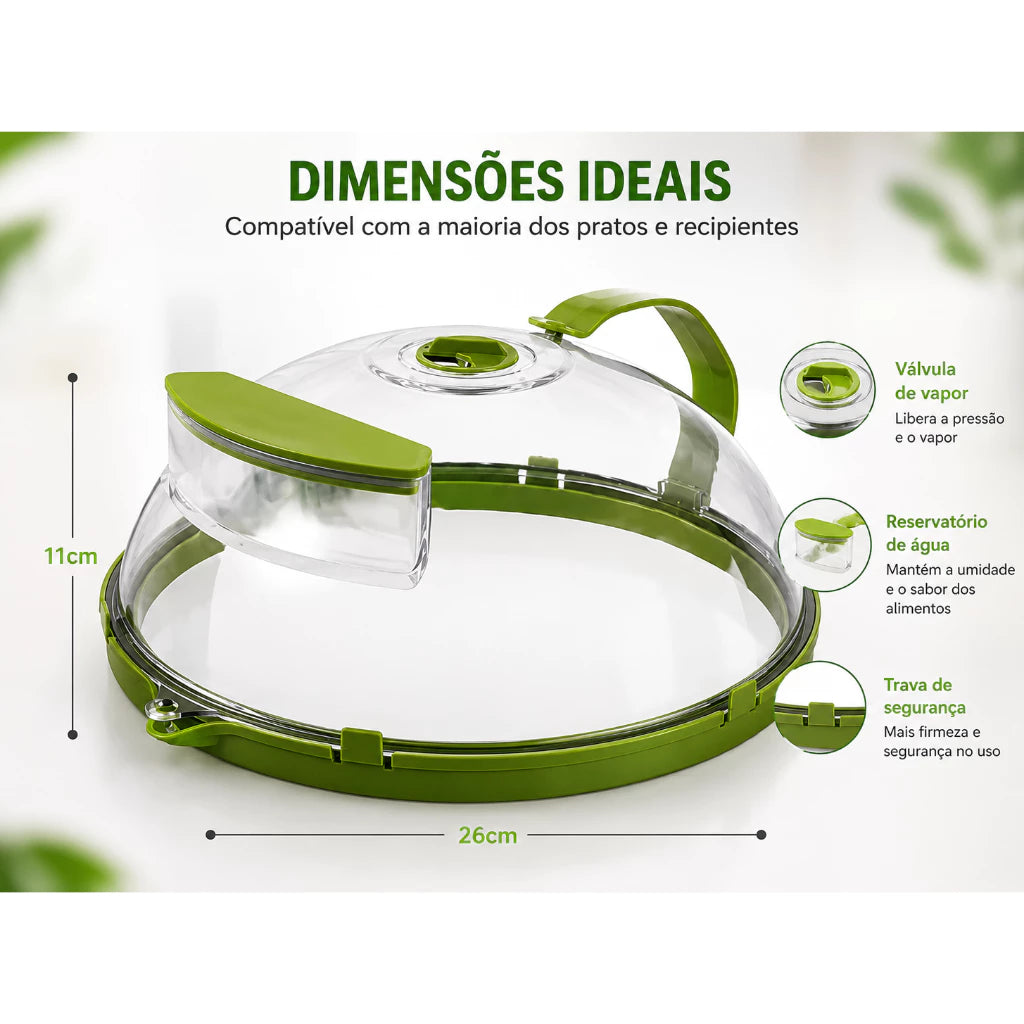 Tampa para Micro-ondas Anti-Respingo com Reservatório de Água | BPA Free | 26cm
