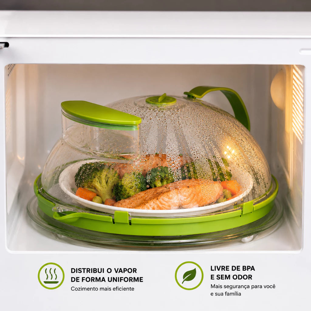 Tampa para Micro-ondas Anti-Respingo com Reservatório de Água | BPA Free | 26cm