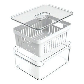 Kit “Organizador de Geladeira Acrílico com Tampa e Drenagem 2,2 L”