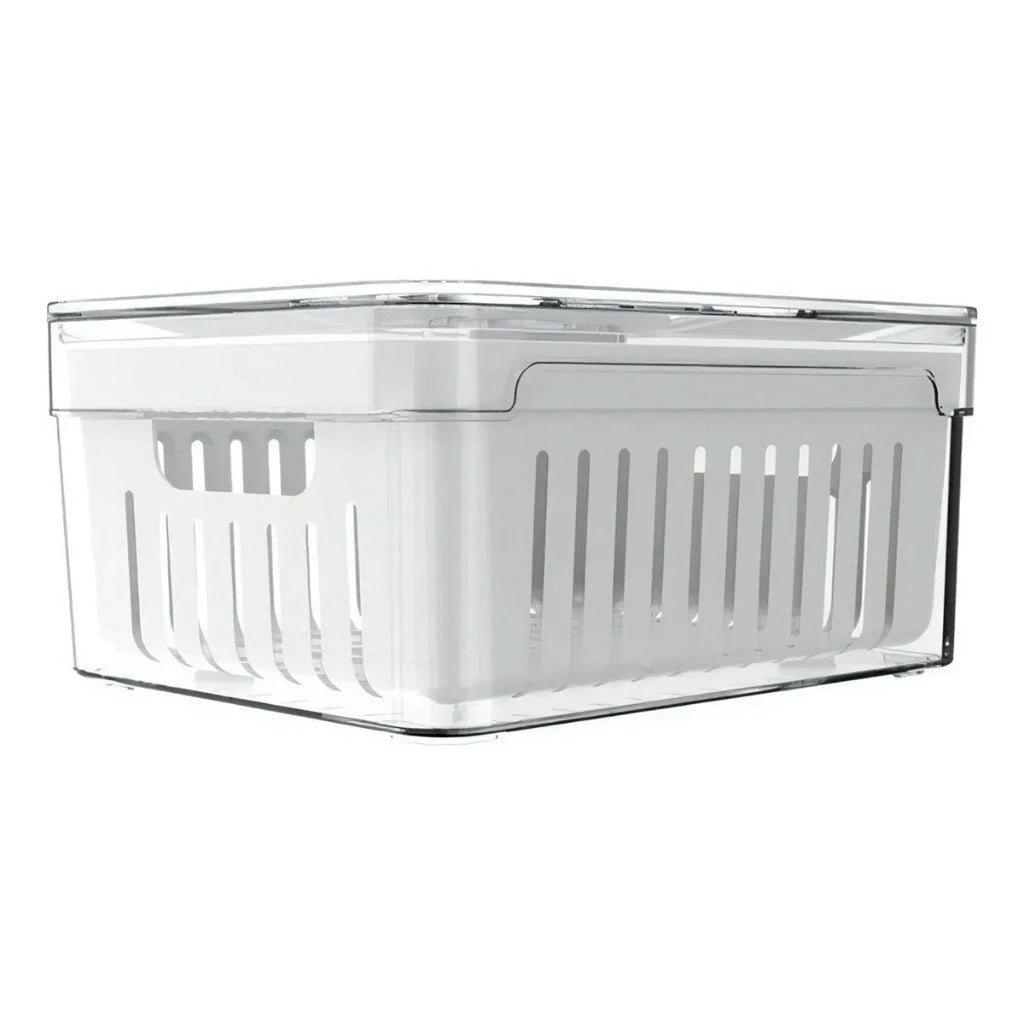 Kit “Organizador de Geladeira Acrílico com Tampa e Drenagem 2,2 L”
