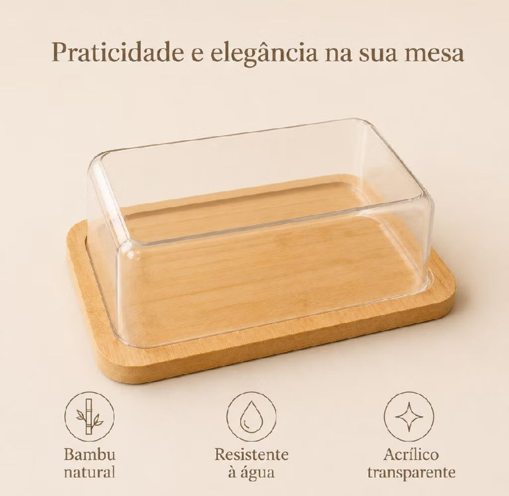 Kit Café da Manhã com 4 Peças – Queijeira, Bolera, Manteigueira e Porta-Pães.